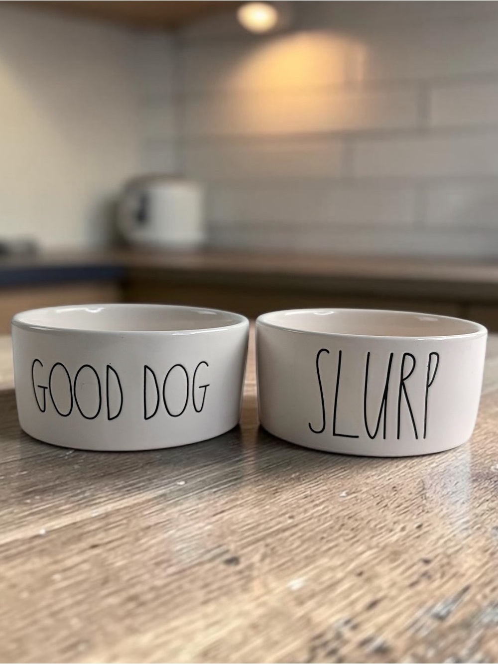 Rae Dunn Good Dog & Slurp Ceramic Dog Bowls Bundle Set of 2 Farmhouse
